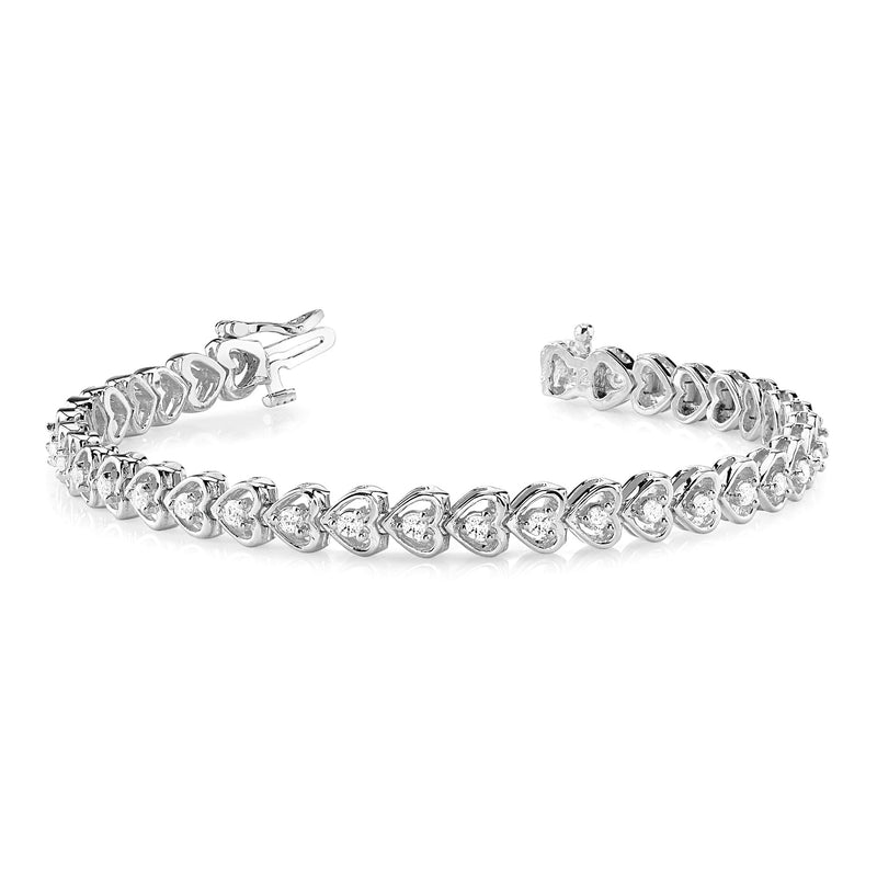 1.25 ctw Round Diamond Hearth Shape Line Bracelet for Women