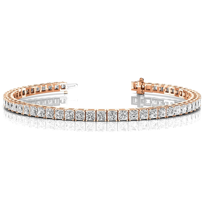 10.0 ctw Princess Cut Diamond Tennis Bracelet With Modern Square Prongs for Women