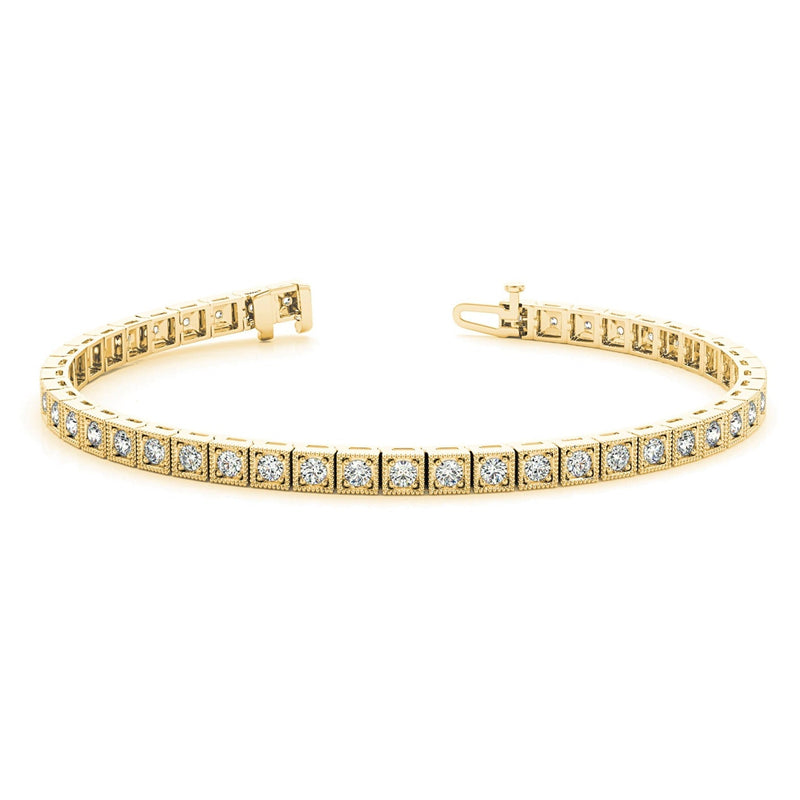Square Milgrain 1.00 ctw Round Diamond Tennis Bracelet for Women