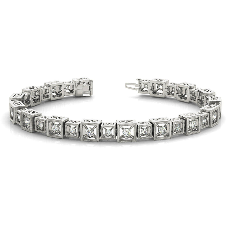 Vintage 2.0 ctw Round Diamond Tennis Bracelet Milgrain Prong Set for Women