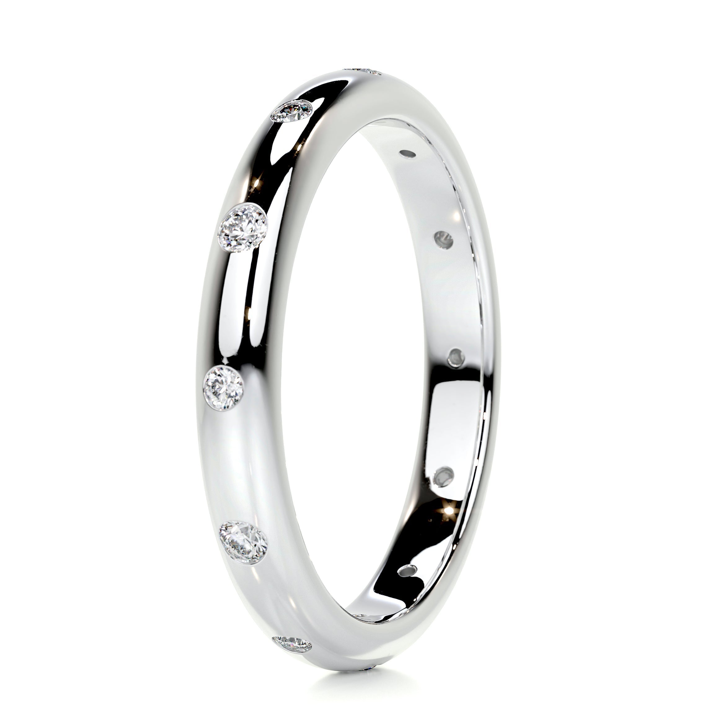 Bezel Style Round Moissanite Wedding Band