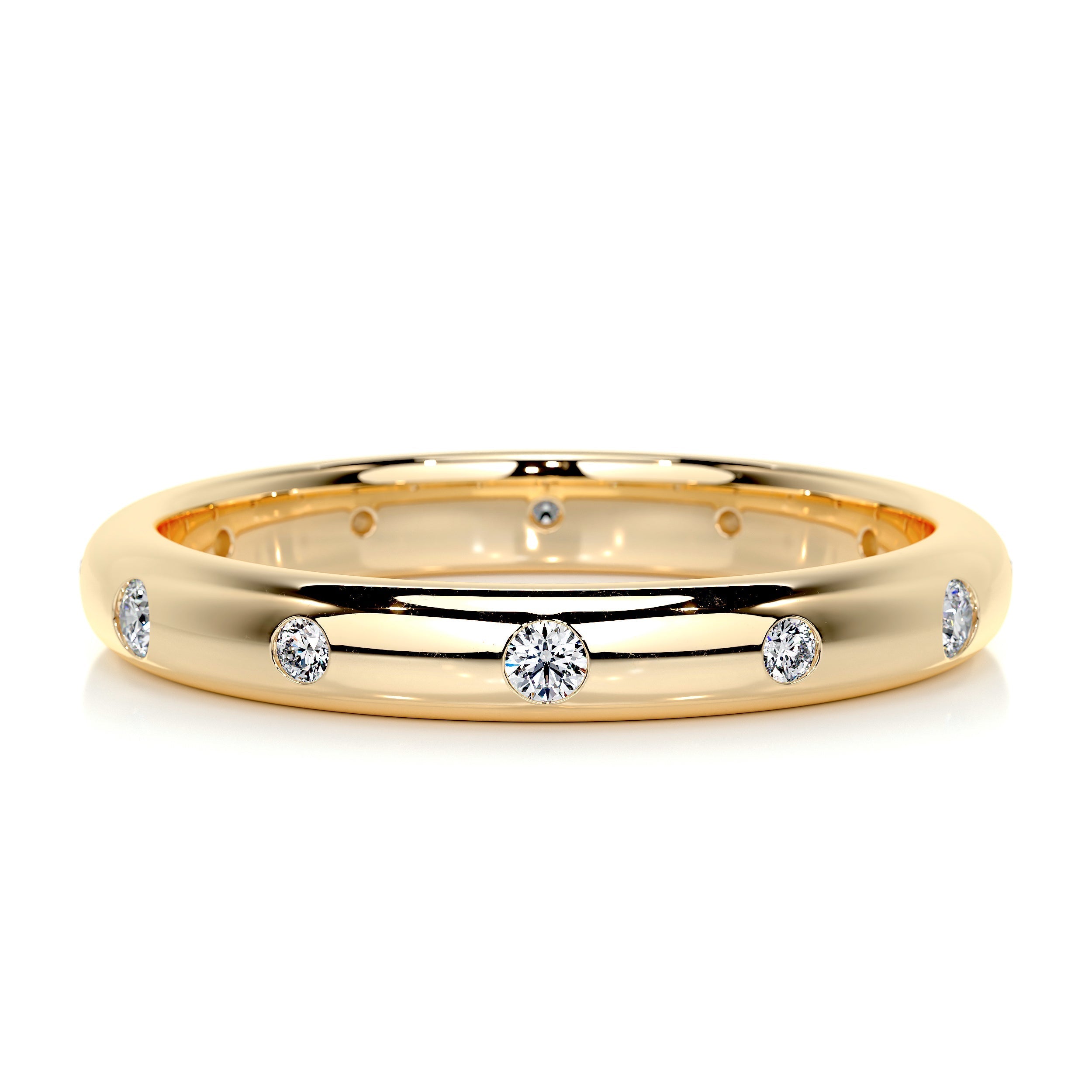 Bezel Style Round Moissanite Wedding Band