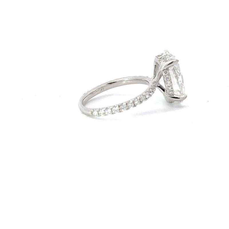 1.50 -5.62 CT Oval CVD Diamond Pave Setting Engagement Ring