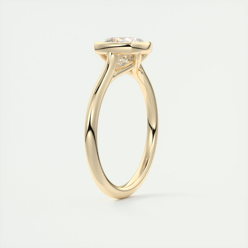 2CT Cushion Cut Moissanite Bezel Solitaire Engagement Ring