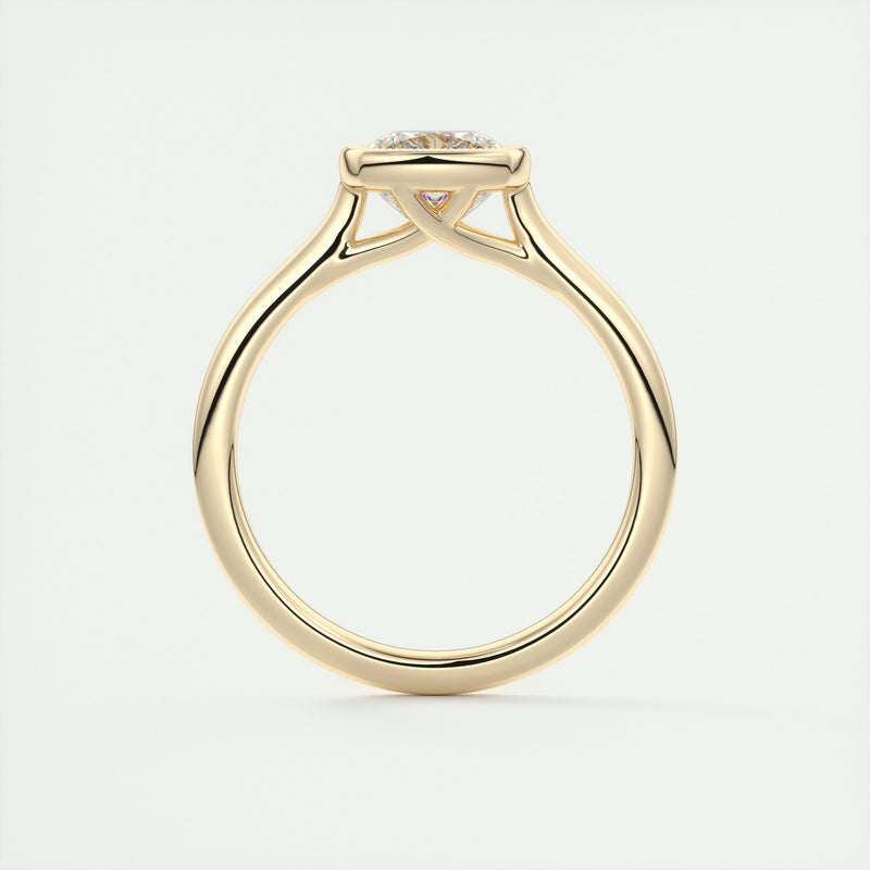 2CT Cushion Cut Moissanite Bezel Solitaire Engagement Ring