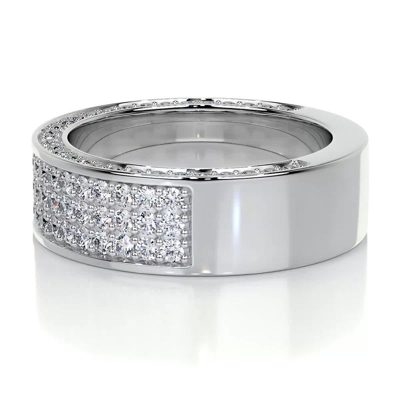 Round Trilogy Chennel Moissanite Half Eternity Wedding Band