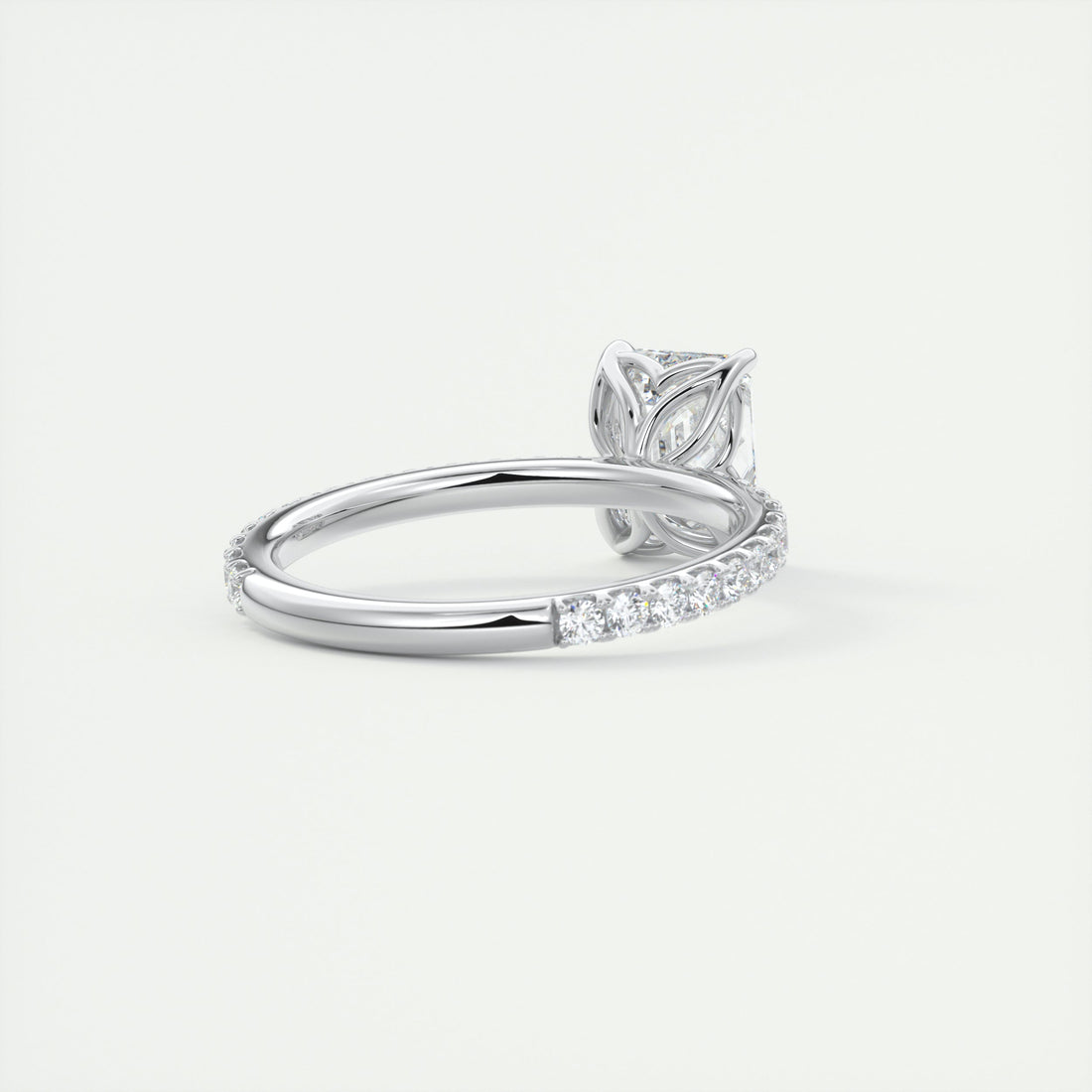 2CT Emerald Moissanite Solitaire Pave Setting Engagement Ring