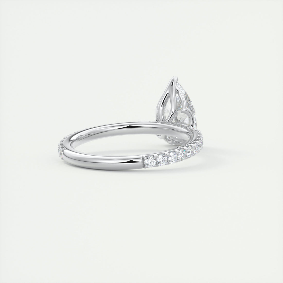 2CT Pear Cut Moissanite Solitaire Pave Setting Engagement Ring