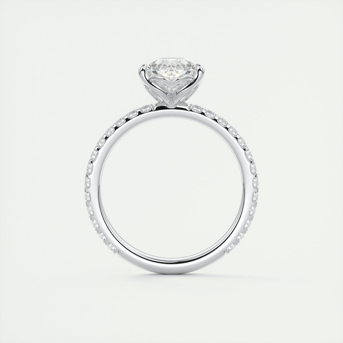 2CT Pear Cut Moissanite Solitaire Pave Setting Engagement Ring