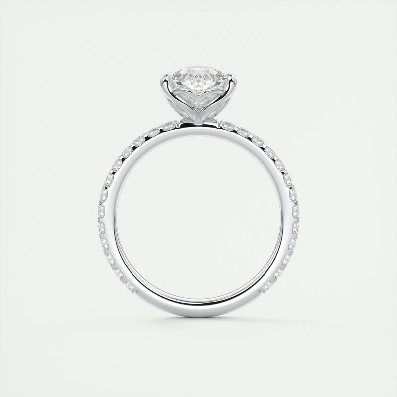 2CT Pear Cut Moissanite Solitaire Pave Setting Engagement Ring