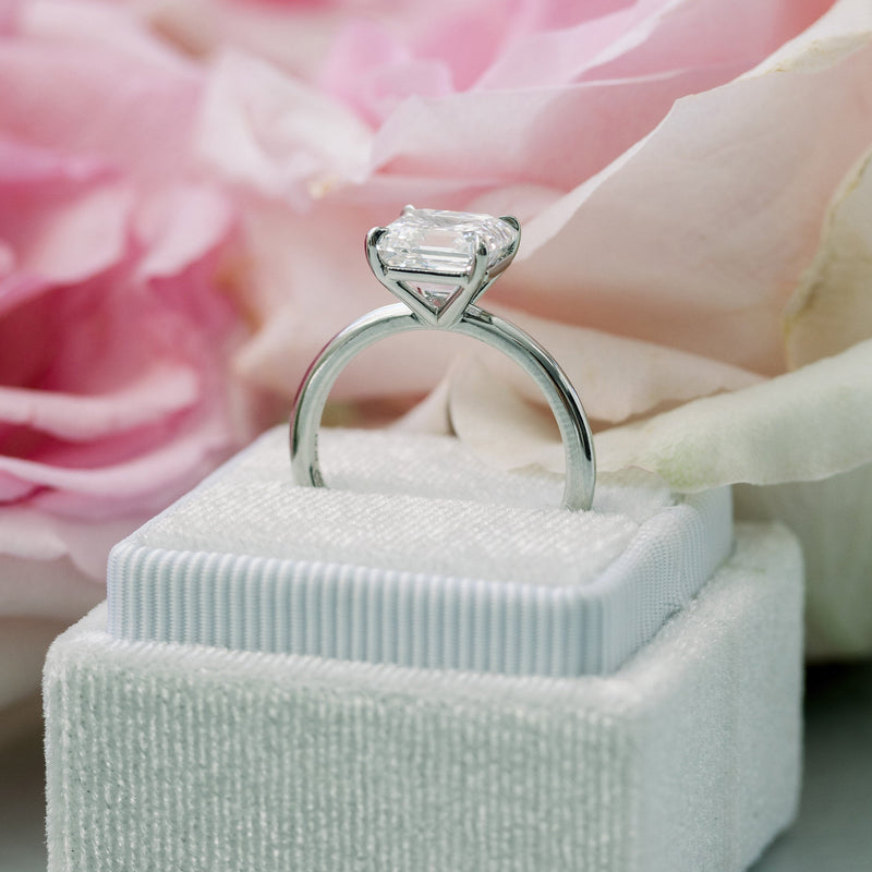 2.0ct Asscher Cut Moissanite Solitaire Engagement Ring