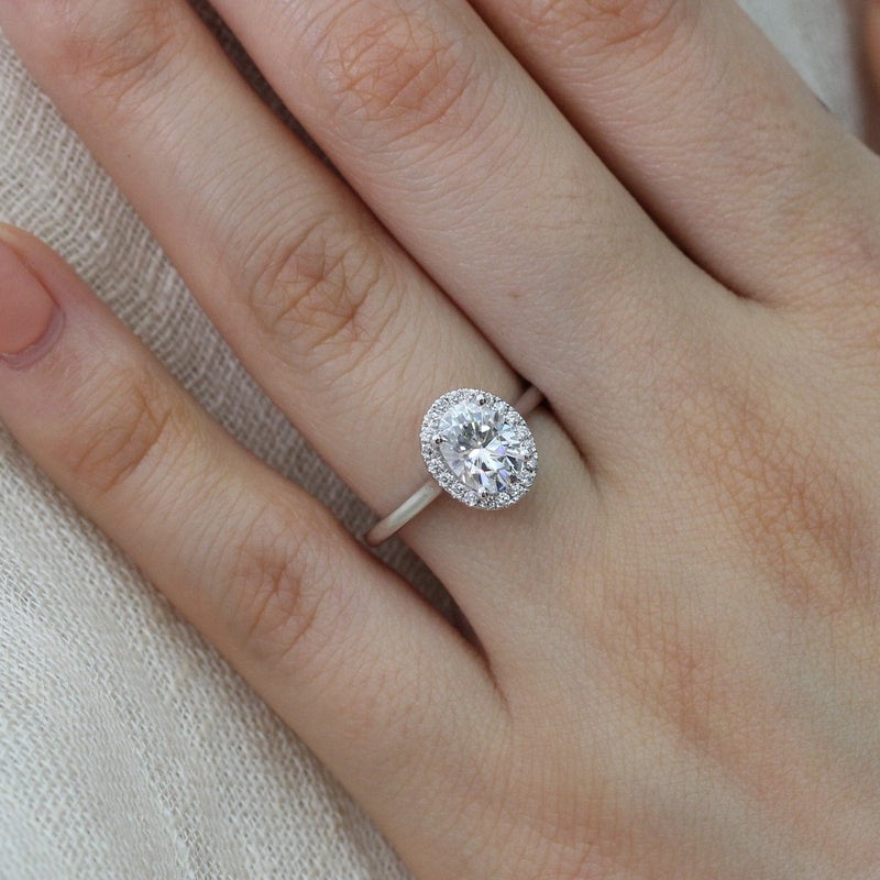 1.50CT Oval Cut Halo Style Moissanite Engagement Ring