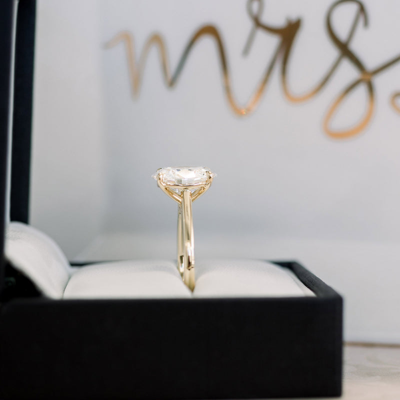 1.75ct Oval Cut Moissanite Solitaire 14K Gold Engagement Ring