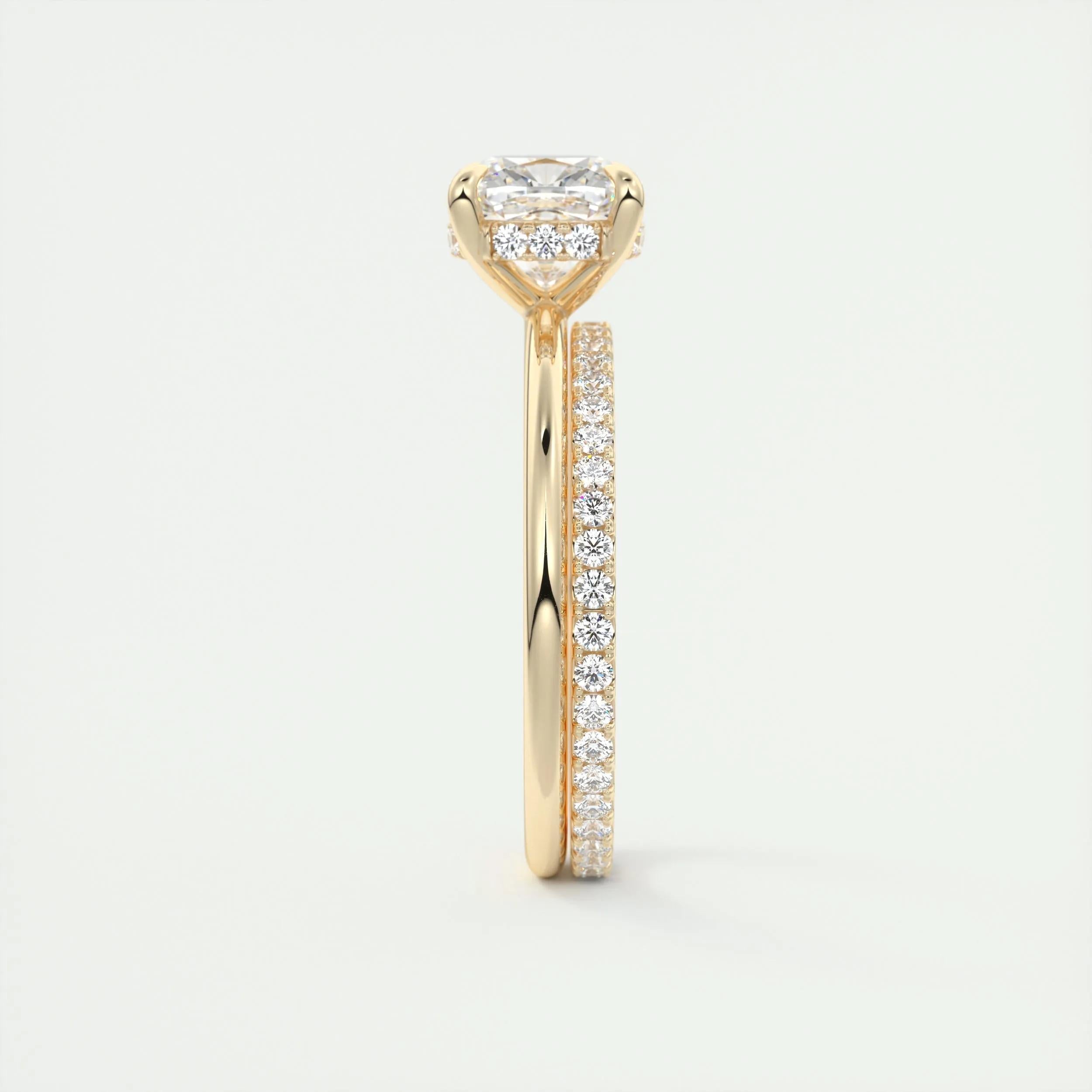 2.0 Ct Cushion Solitaire With Hidden Halo Moissanite Diamond Engagement Ring