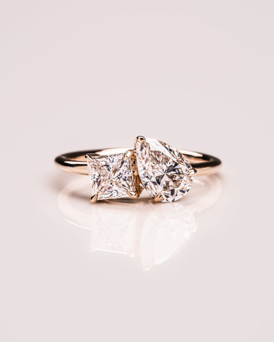 1.95 CT Pear & Princess F/VS2 CVD Diamond Two Stone Style Engagement Ring