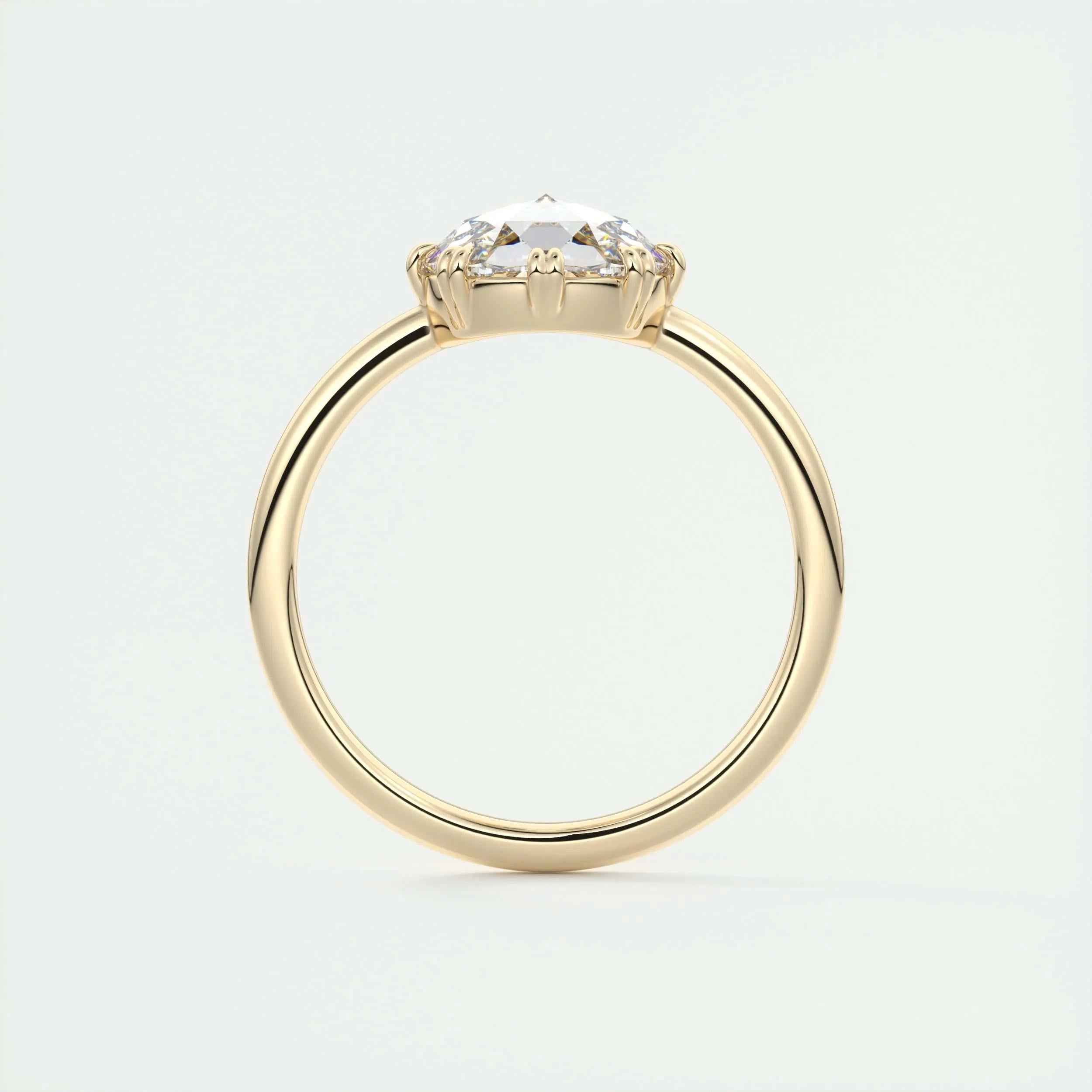 1.85 Ct Rose Cut Solitaire Full Bezel Moissanite Diamond  Engagement Ring