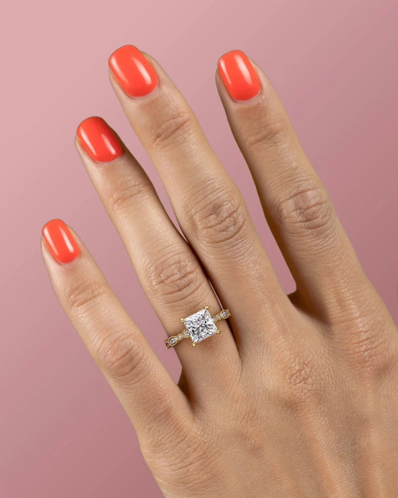 2.0 -4.0 CT Shape Princess vintage Setting Engagement Ring