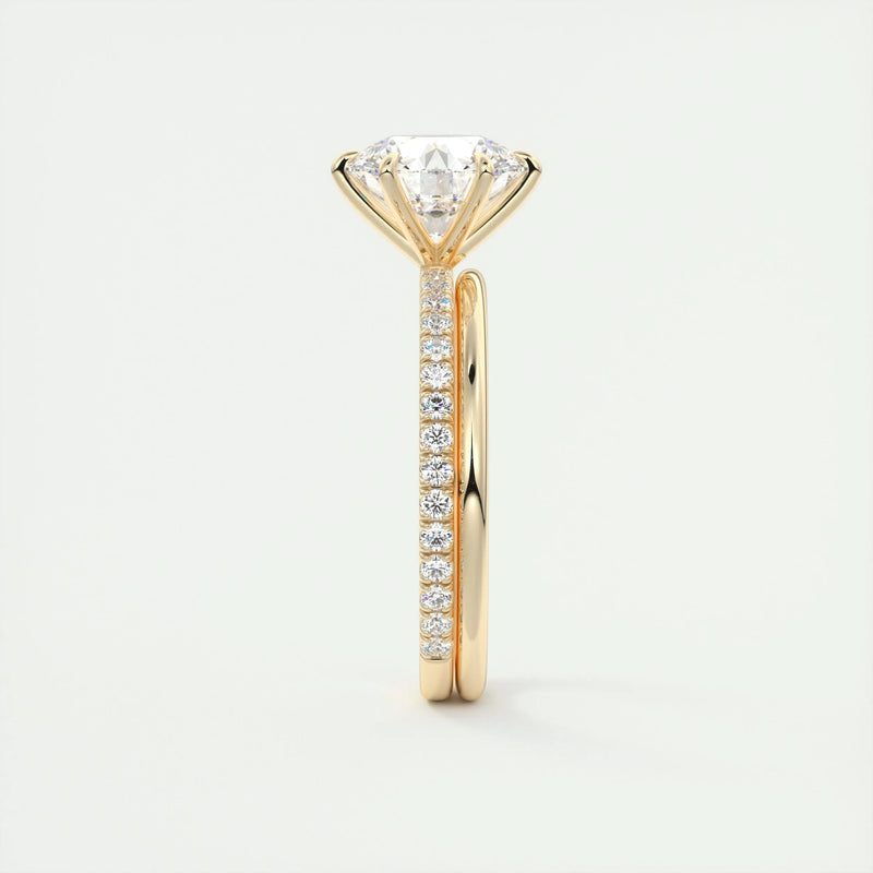 2.0 Ct  Round Cut Pave Moissanite  Diamond Engagement Ring