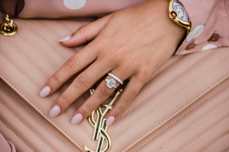 4.20CT Elongated Cushion Moissanite 3 Stones Engagement Ring