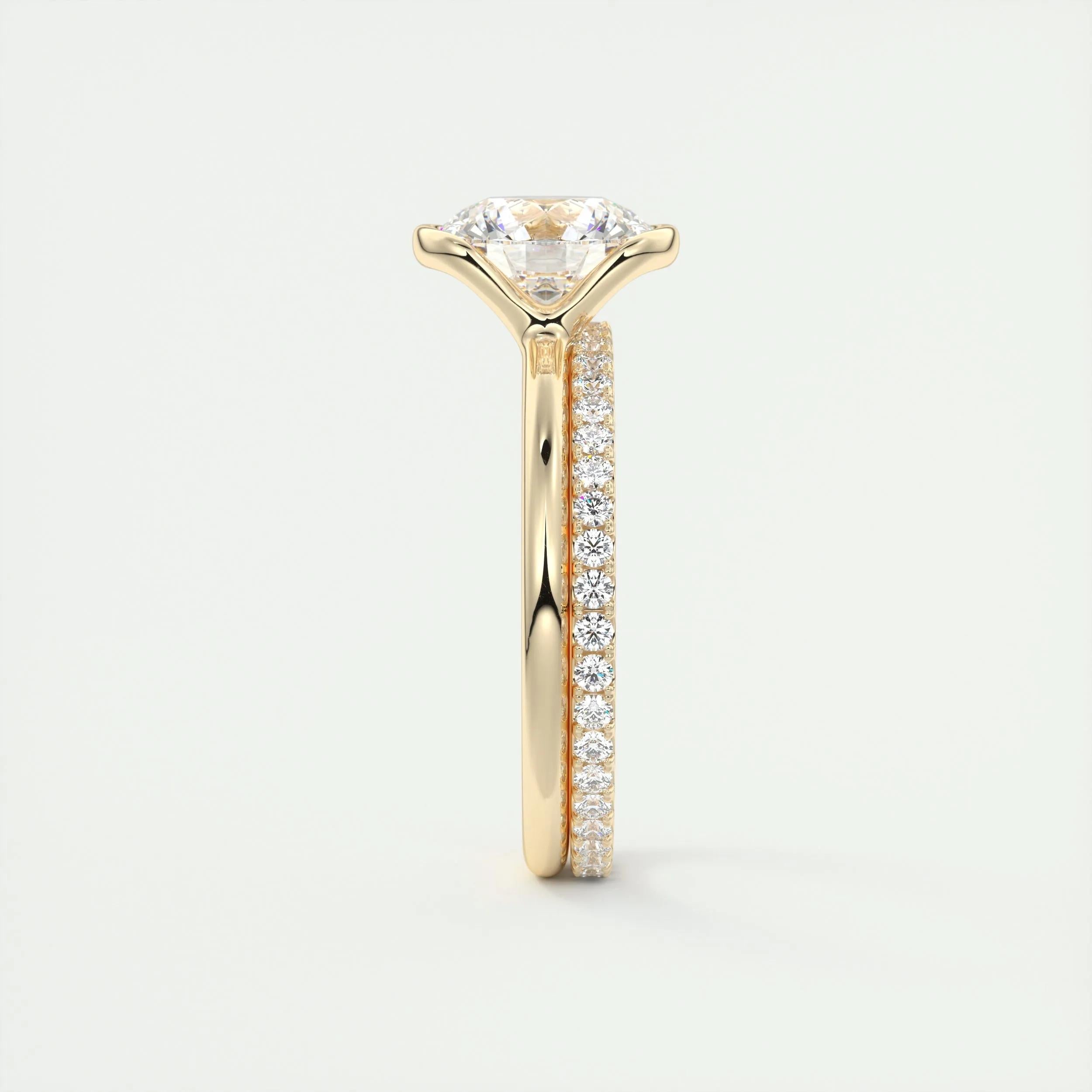 2.1 Ct Round East West Half Bezel Solitaire Moissanite Diamond Engagement Ring