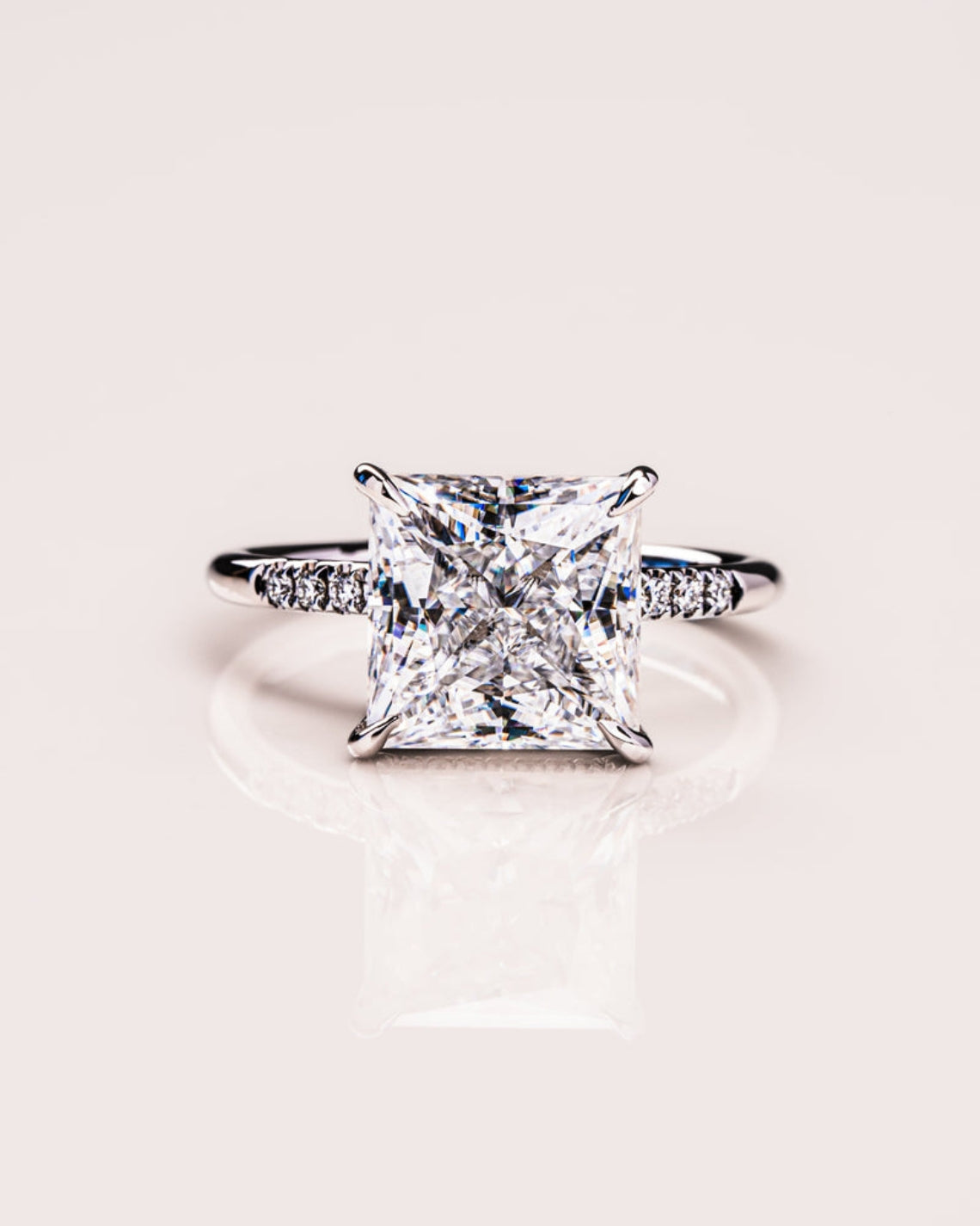 1.0 - 3.87 CT Princess CVD Diamond Hidden Halo Engagement Ring