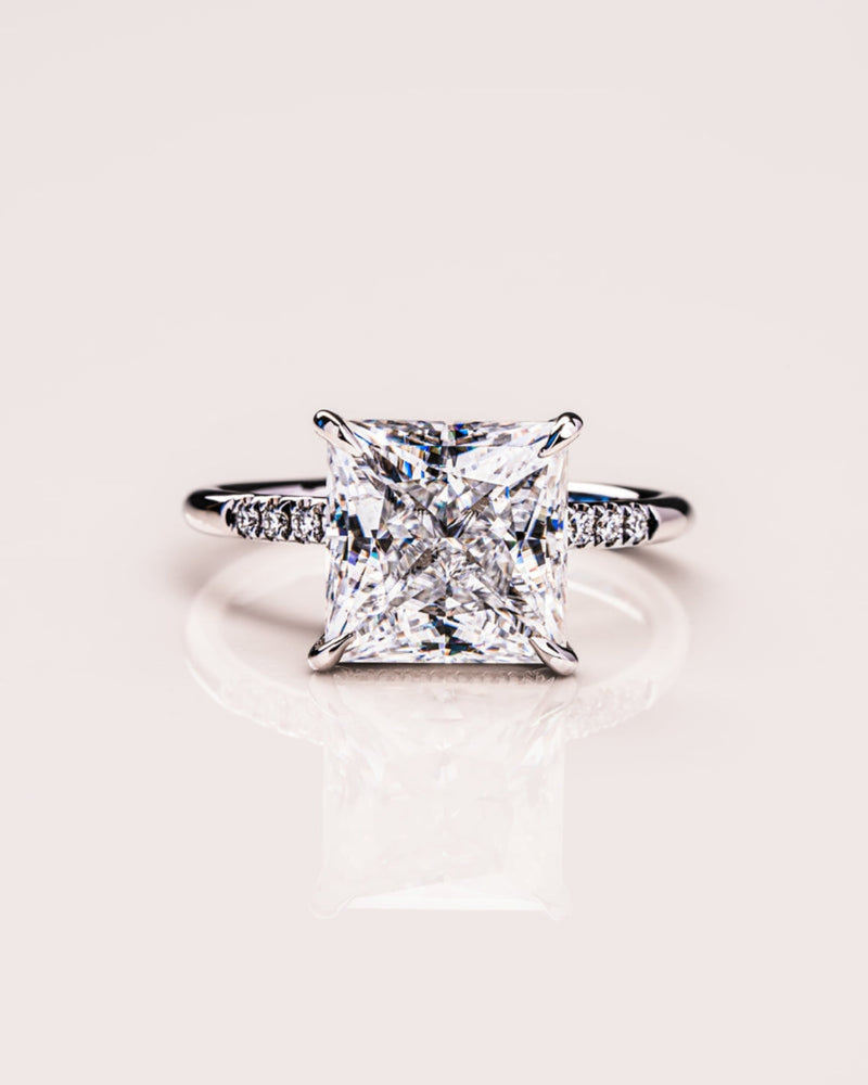 1.0 - 3.87 CT Princess CVD Diamond Hidden Halo Engagement Ring