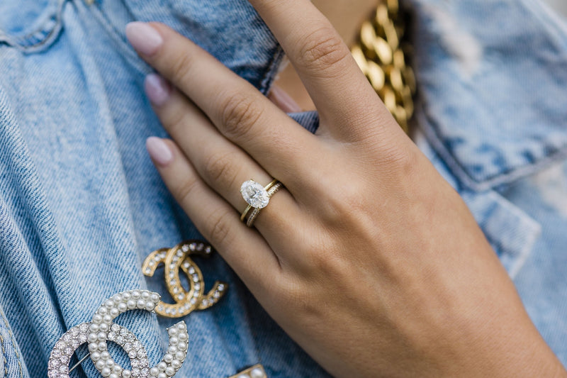 2.70CT Oval Moissanite Solitaire Engagement Ring With Hidden Halo Setting