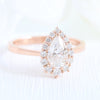 1.0CT Pear Cut Moissanite Halo Bridal Ring Set