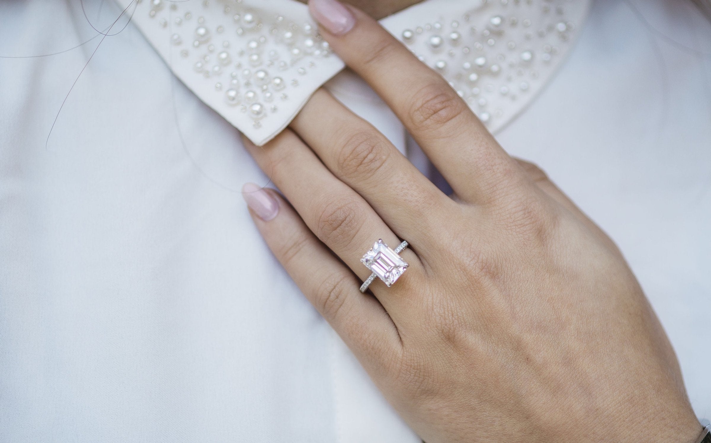 1.30 - 4.30 CT Emerald Moissanite Hidden Halo Pave Setting Engagement Ring