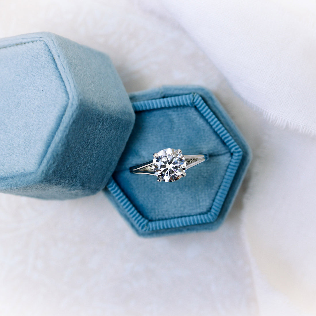 1.50ct Round Moissanite Solitaire Split Shank Style Engagement Ring