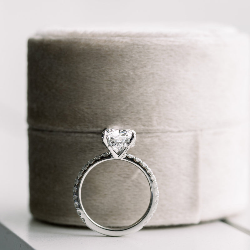 2.50CT Cushion Moissanite Solitaire Pave Setting Engagement Ring