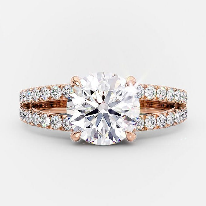 1.90ct Round Brilliant Cut Split Shank Style Moissanite Engagement Ring