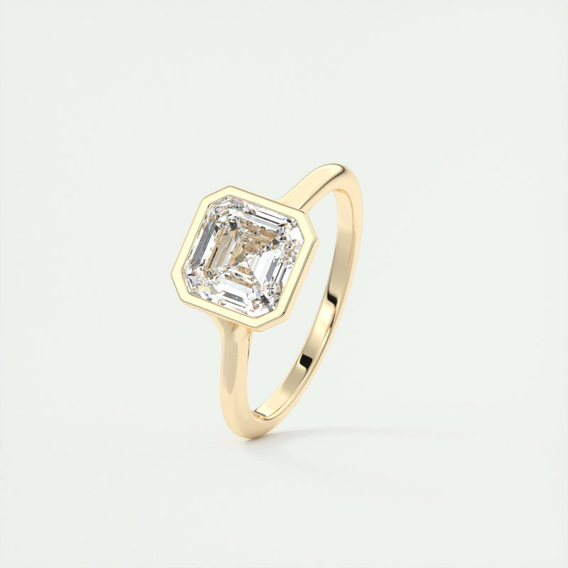 2.0 Ct Asscher Bezel Solitaire Moissanite Engagement Ring