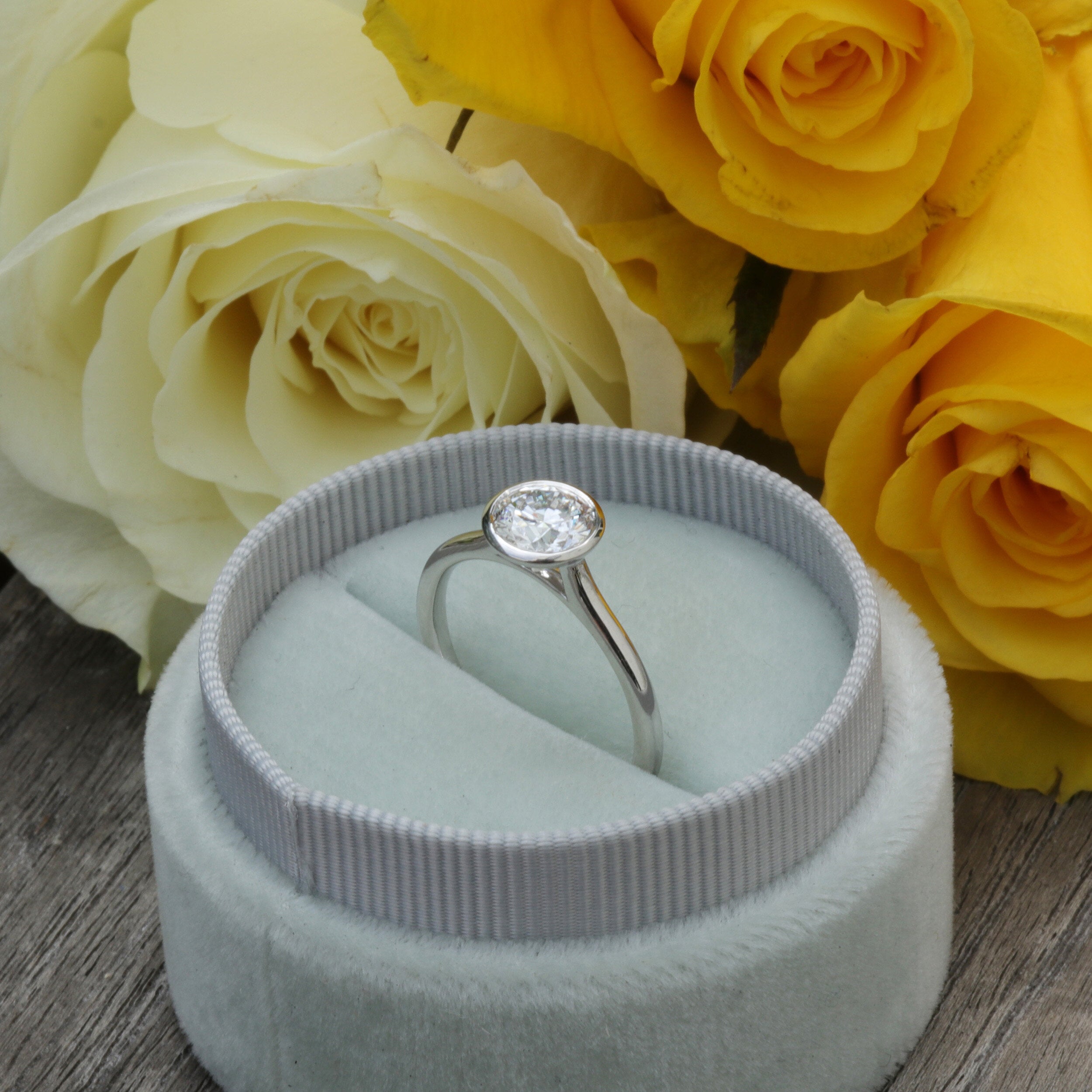 1.5ct Round Cut Moissanite Bezel Solitaire Engagement Ring