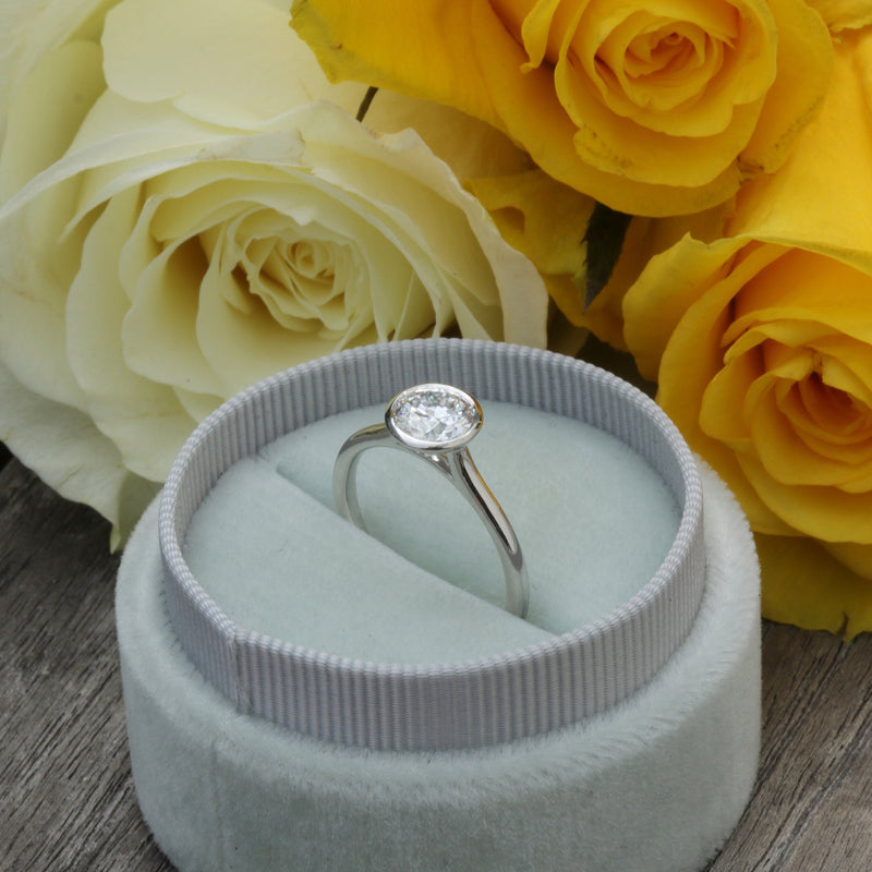 1.5ct Round Cut Moissanite Bezel Solitaire Engagement Ring