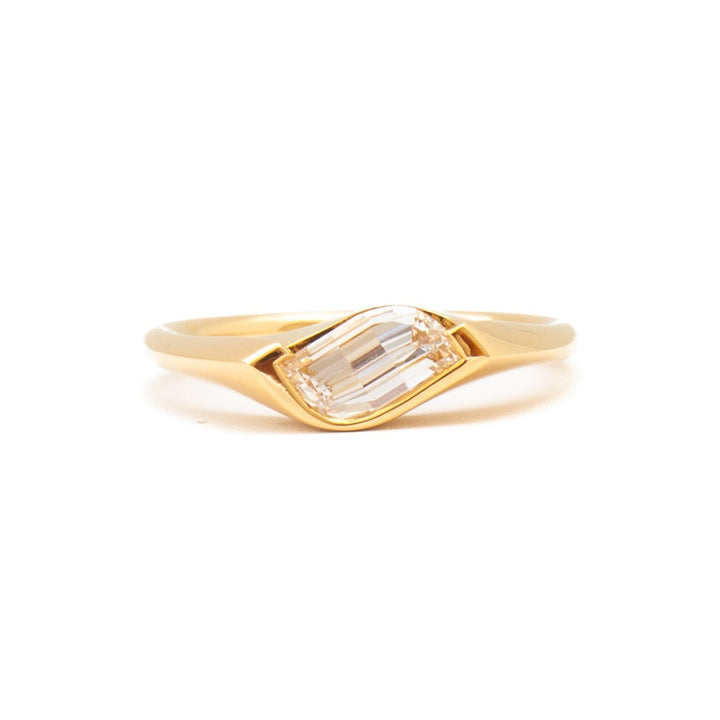 0.50CT-1.20CT Flame-cut Diamond Moissanite Signet Engagement Ring