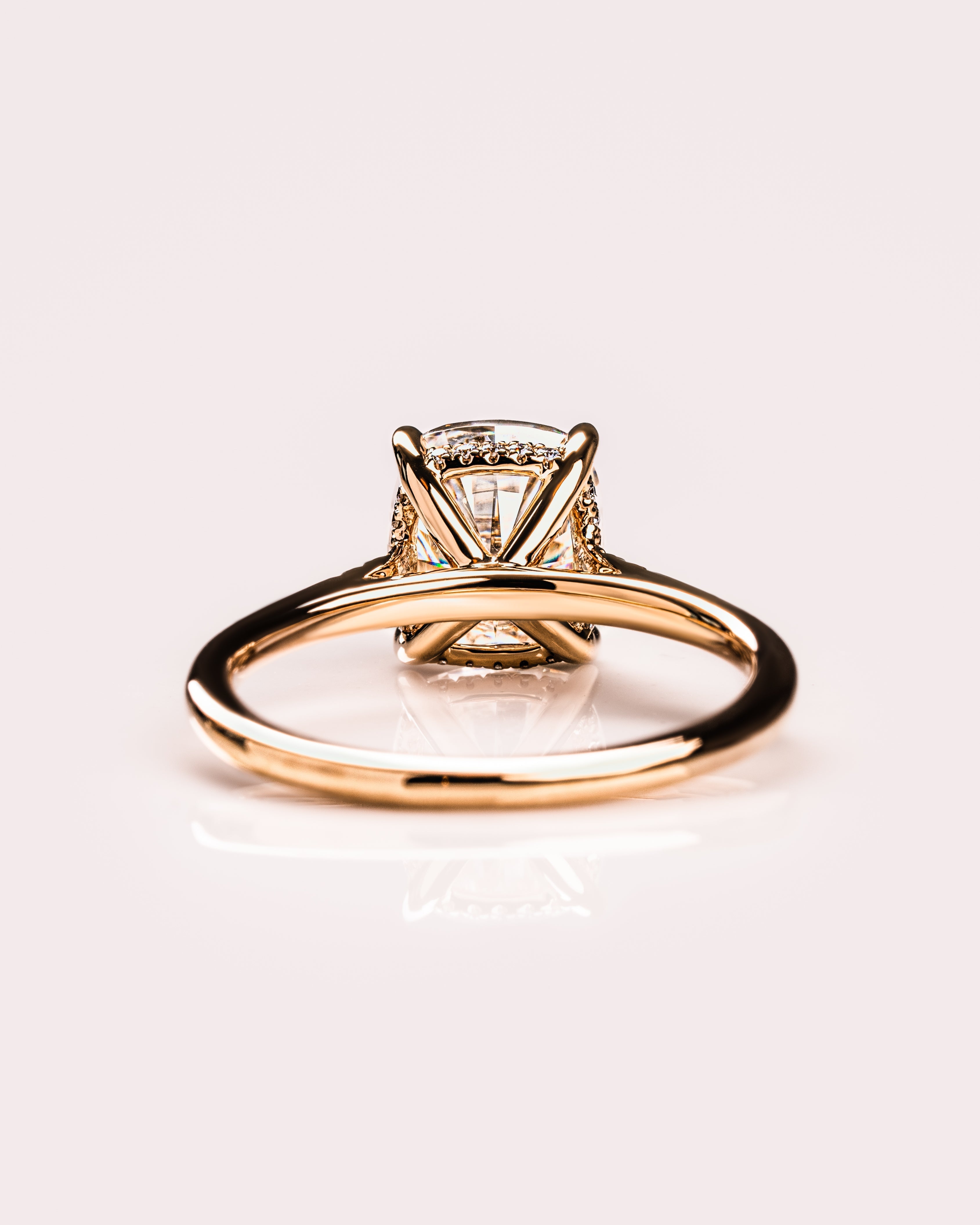 1.49-3.0 CT Cushion CVD Diamond Hidden Halo Engagement Ring