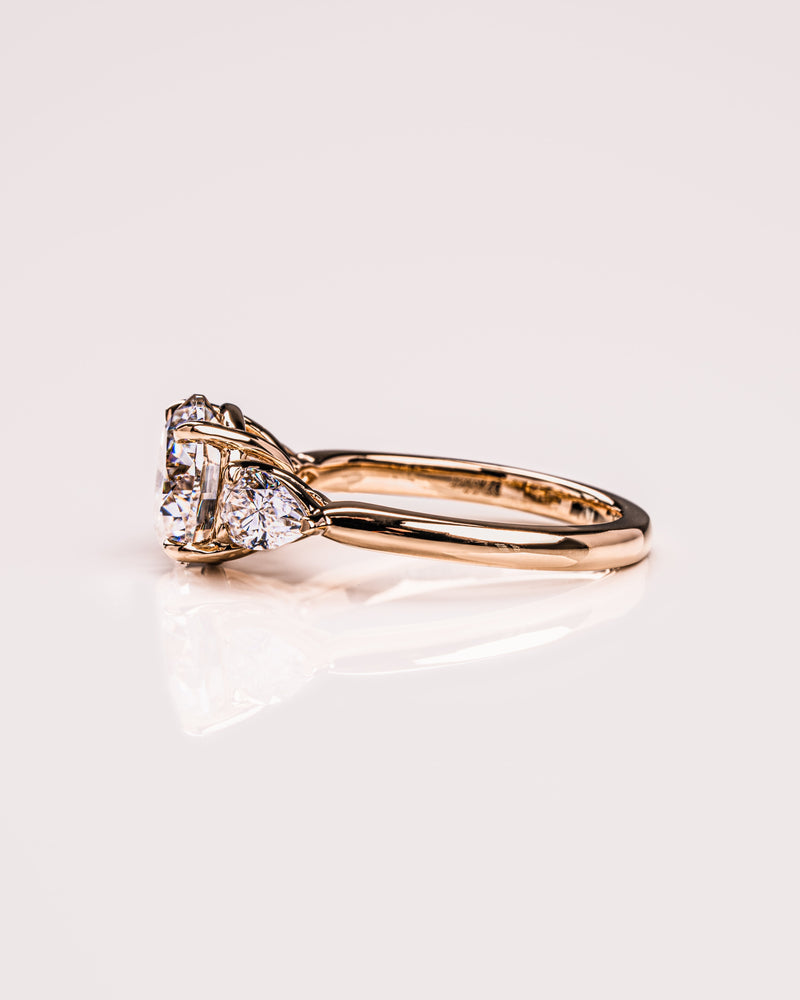 1.08-3.08 CT Round F/VS2 CVD Diamond Three Stone Engagement Ring