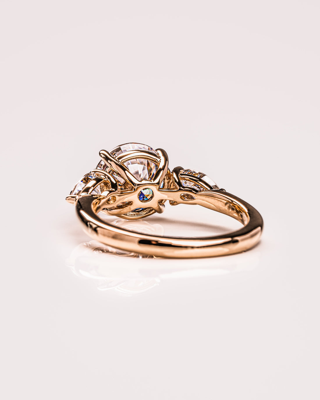 1.08-3.08 CT Round F/VS2 CVD Diamond Three Stone Engagement Ring