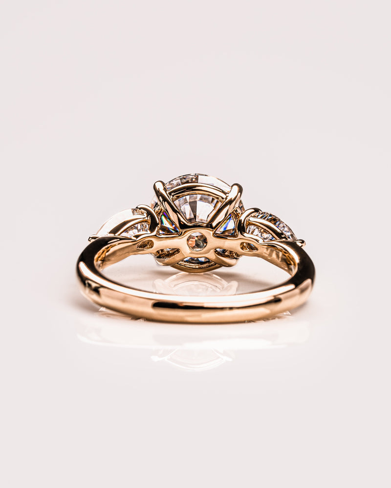 1.08-3.08 CT Round F/VS2 CVD Diamond Three Stone Engagement Ring