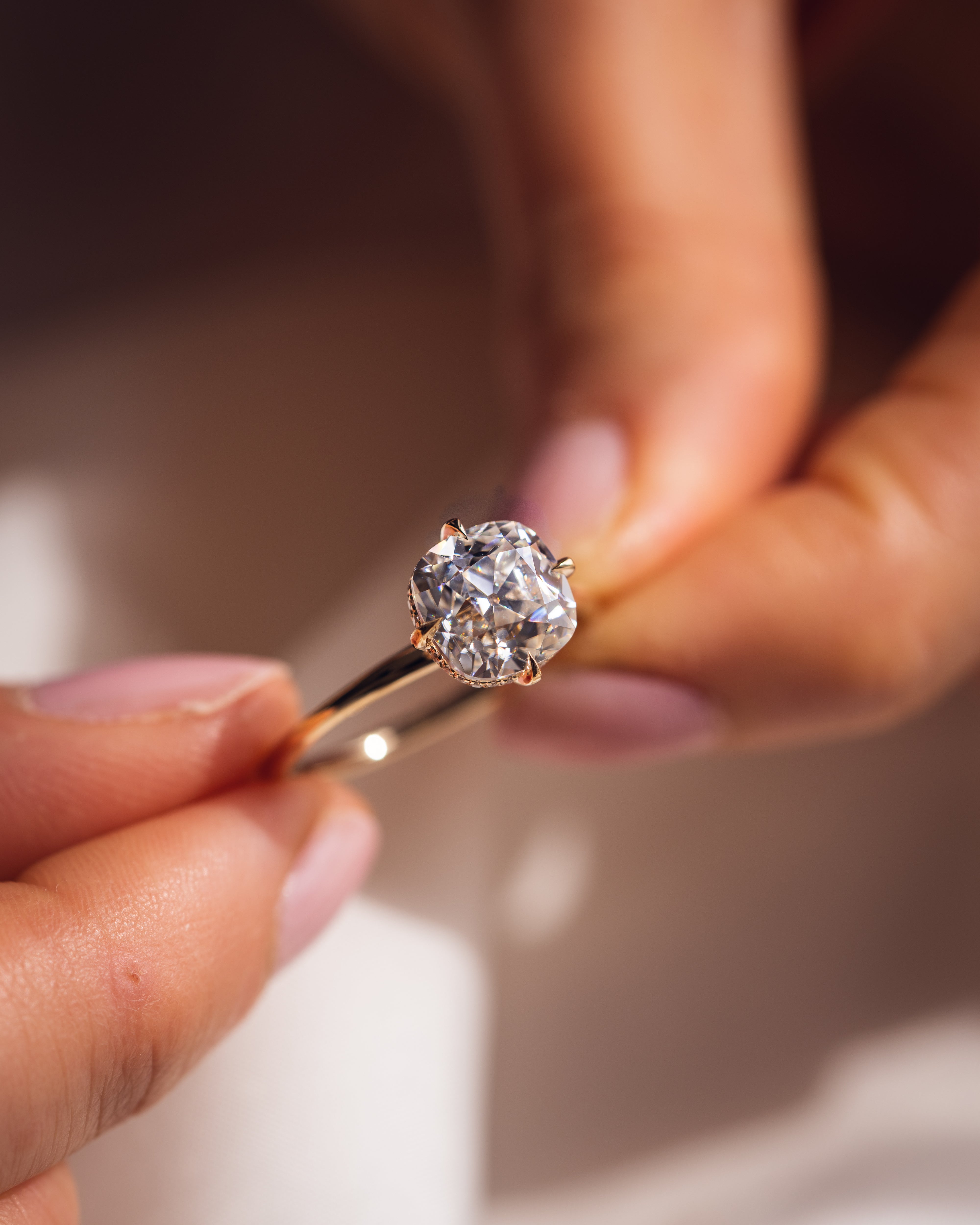 1.50 - 3.0 CT Cushion CVD Diamond Hidden Halo Engagement Ring