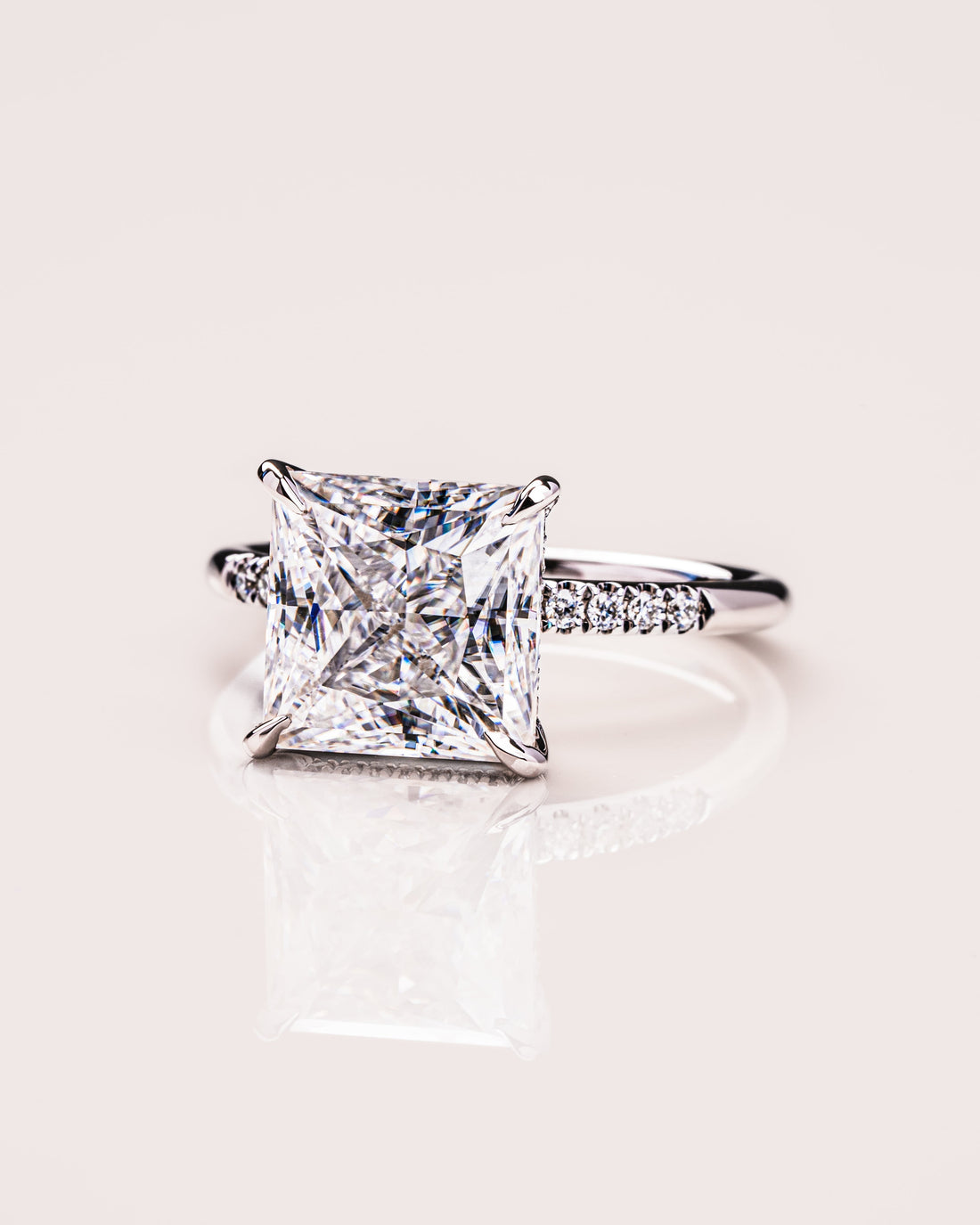 1.0 - 3.87 CT Princess CVD Diamond Hidden Halo Engagement Ring