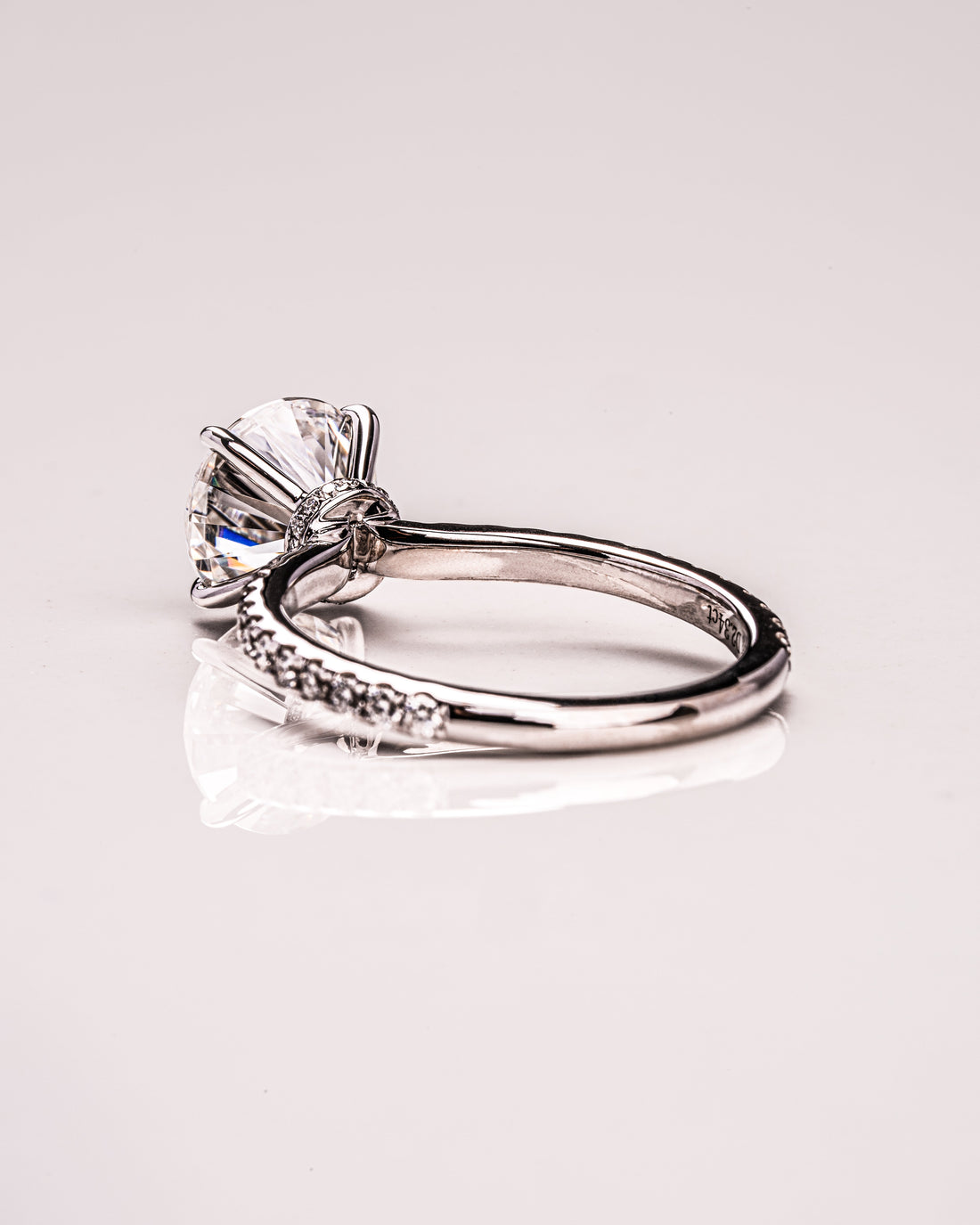 1.0 - 2.50  CT Round  CVD Diamond Pave Setting Engagement Ring