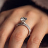 1.0 - 2.50  CT Round  CVD Diamond Pave Setting Engagement Ring