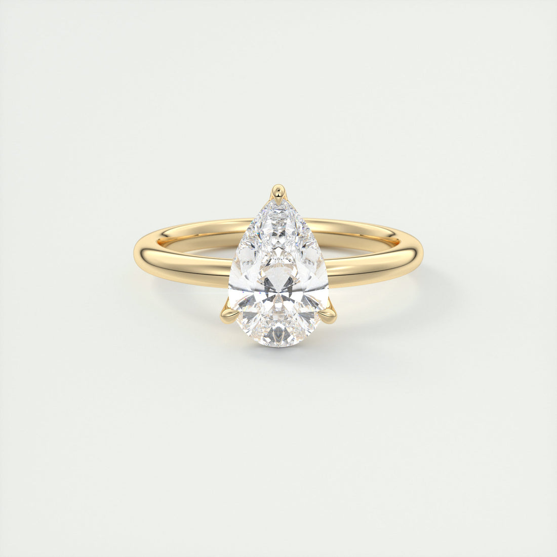 2CT Pear Cut Moissanite Solitaire Engagement Ring