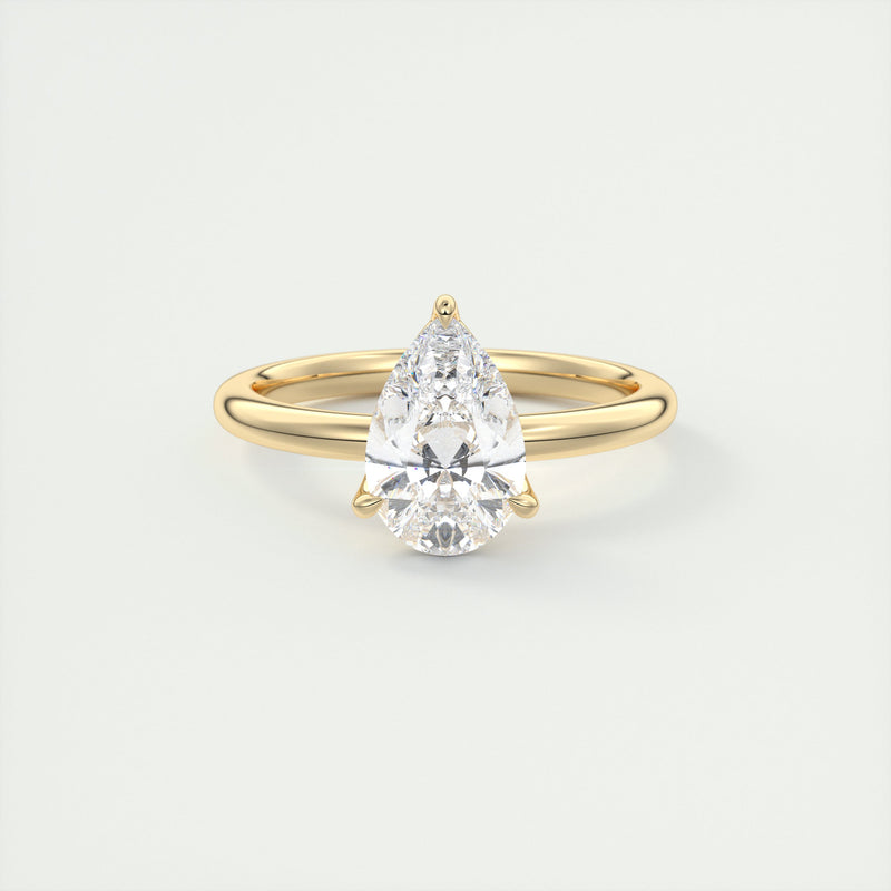 2CT Pear Cut Moissanite Solitaire Engagement Ring