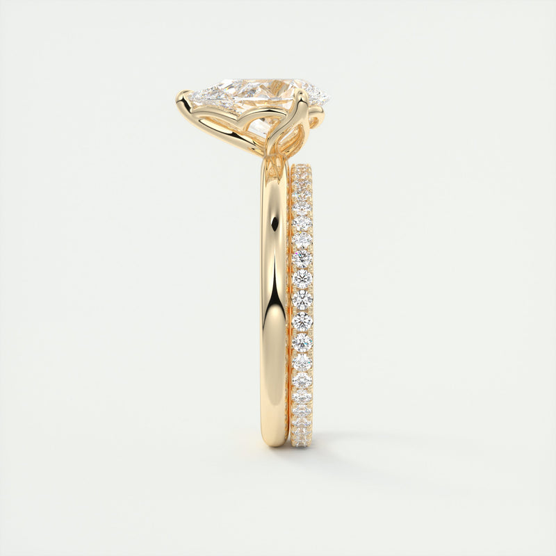 2CT Pear Cut Moissanite Solitaire Engagement Ring