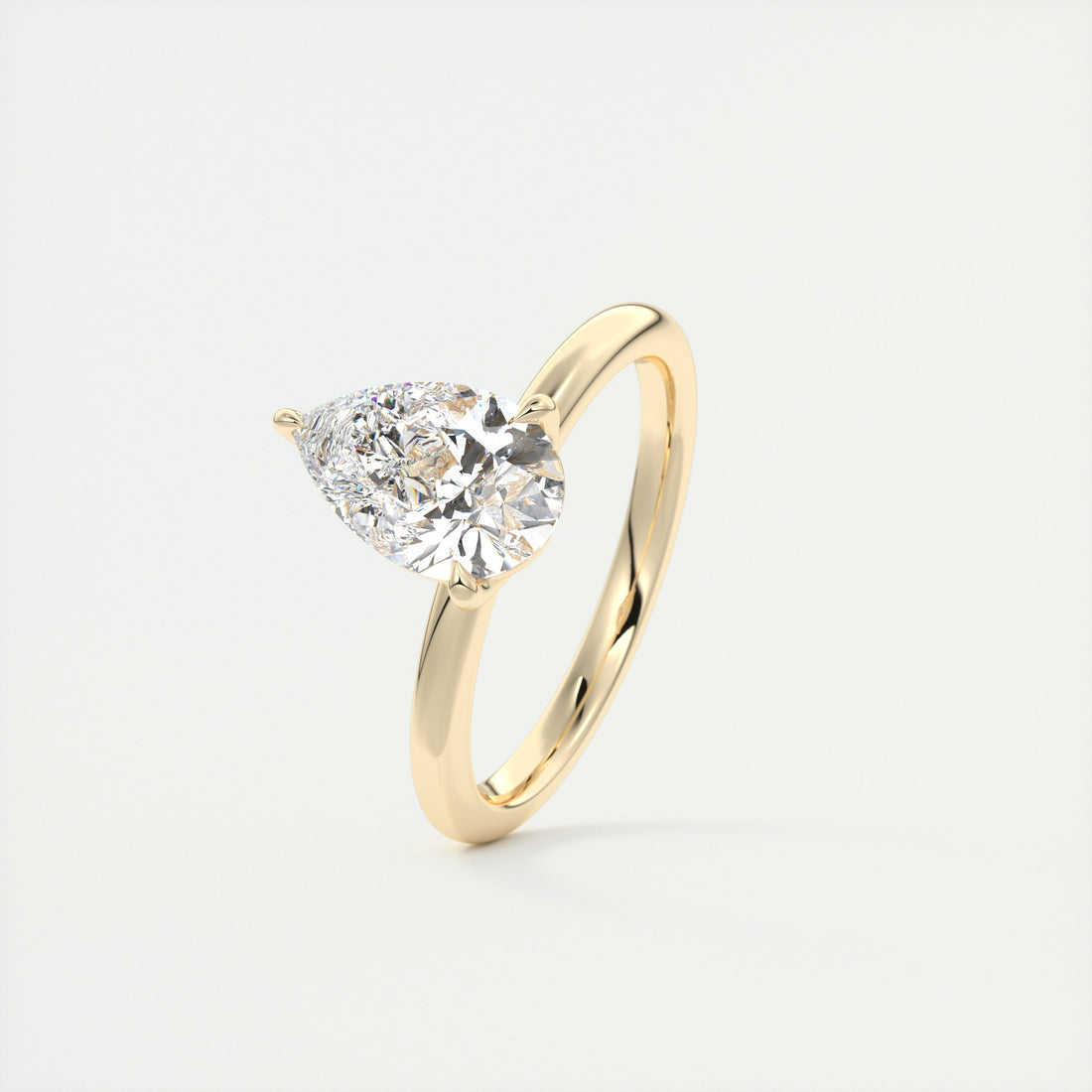 2CT Pear Cut Moissanite Solitaire Engagement Ring
