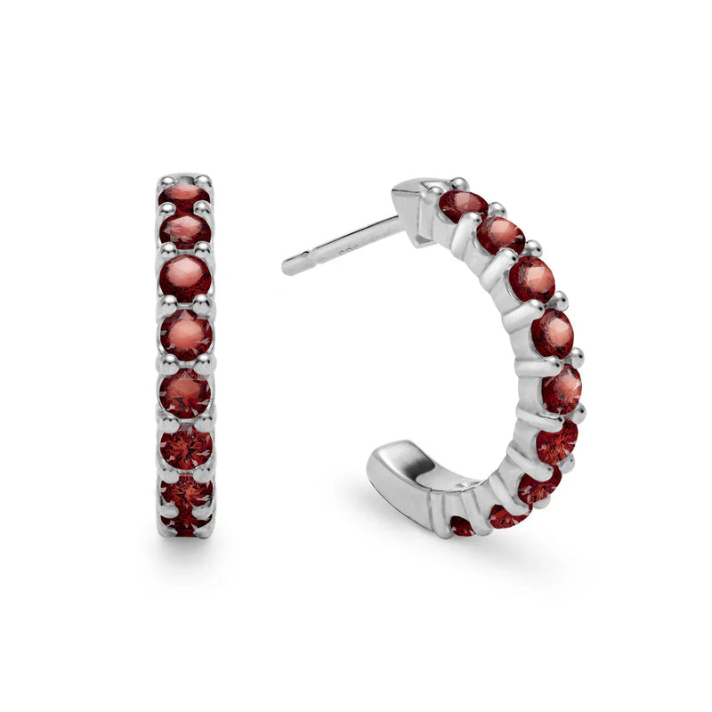 1.25CT Round Garnet Diamond January Birthstone Earrings