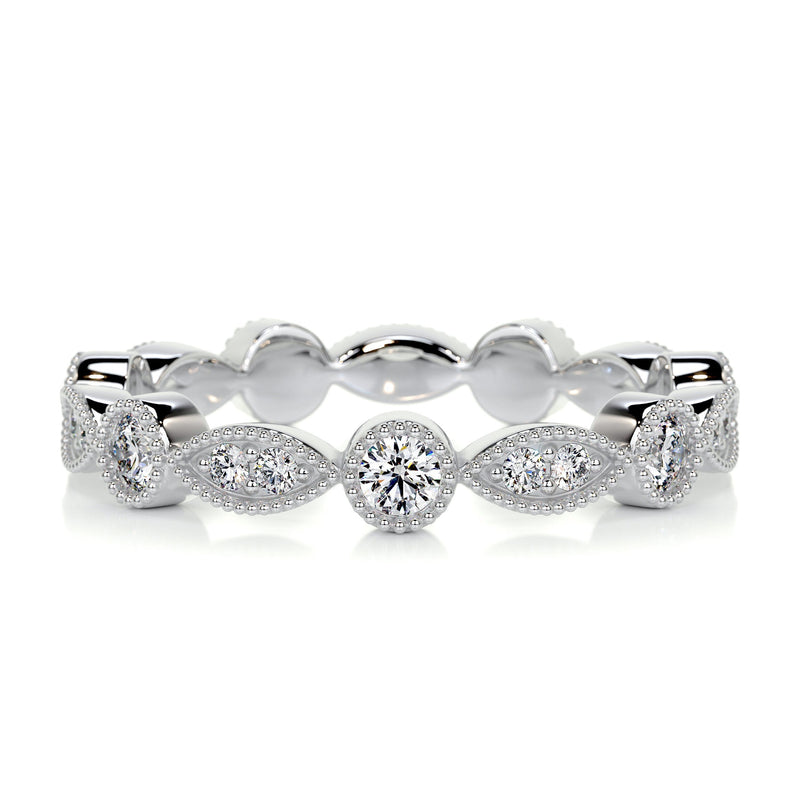 Round and Marquise Moissanite Full Eternity Wedding Band